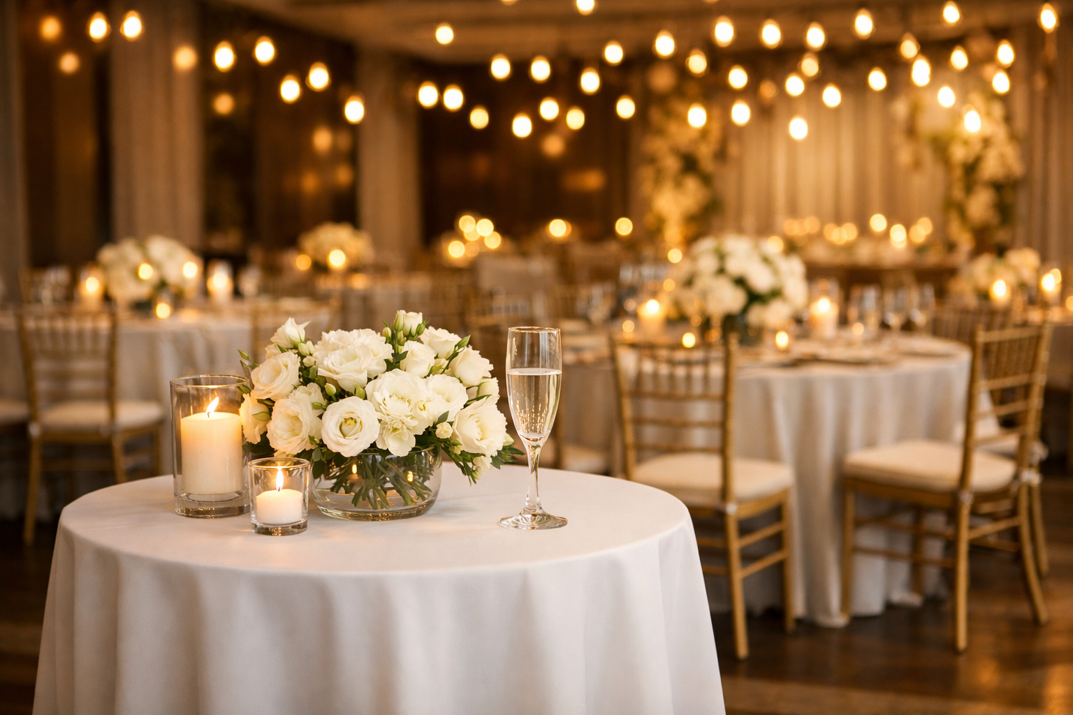 Mesas de coctel vs. mesas de banquete: cuándo combinarlas en un mismo salón